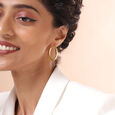 Ribbed Radiance 18KT Gold Hoop Earrings,,hi-res view 2