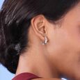 Edgy Mosaic Silver Hoops Earrings,,hi-res view 2