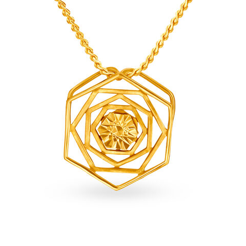 Mia by Tanishq Friends of Bride 14KT Yellow Gold Pendant with Hexagon Design