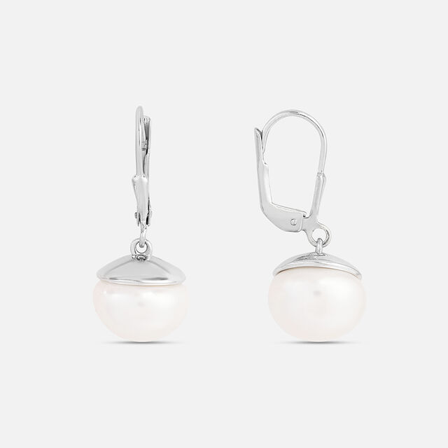 Effortless Pearl Silver Drop Earrings,,hi-res image number null