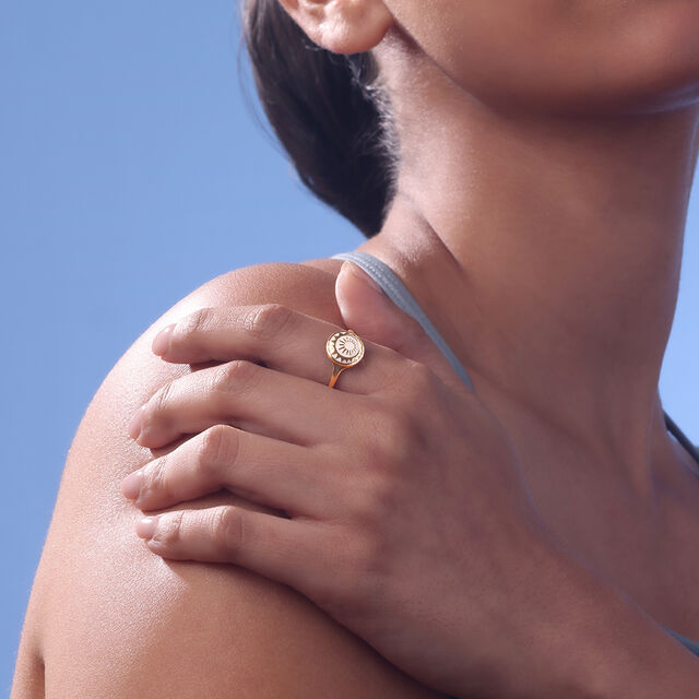 Luminous Sunset Enamel Gold Signet Ring,,hi-res image number null
