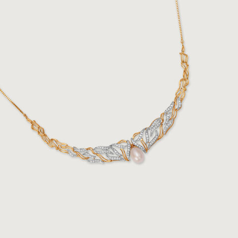 Meandering River 18KT Diamond & Pearl Necklace