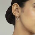 Modern Elegance Gold & Diamond Hoop Earrings,,hi-res view 2