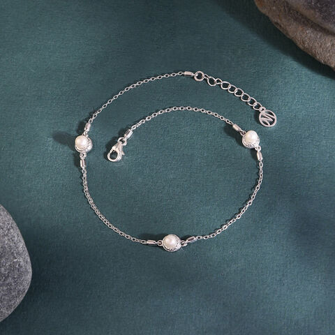Pearl Kissed Single Silver Anklet