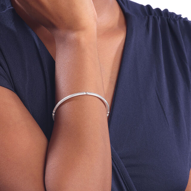 Sculpted Weave Silver Bangle,,hi-res image number null