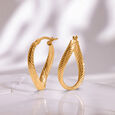 Spiral Glow 18KT Gold Hoop Earrings,,hi-res view 1