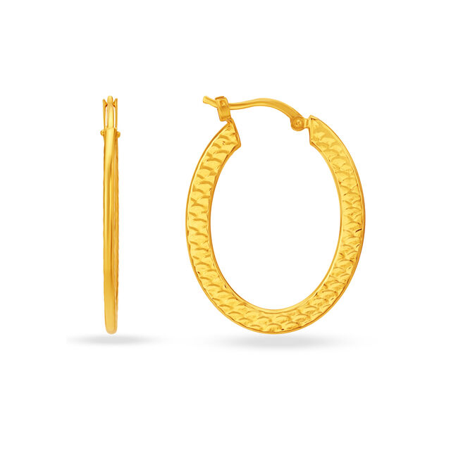 22 KT Yellow Gold Stylish Classy Hoop Earrings,,hi-res view 2