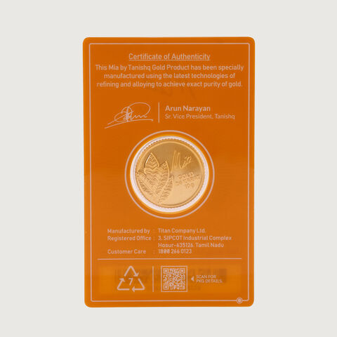 10 gm 24 Karat Mango Leaf Gold Coin (9999 Purity)