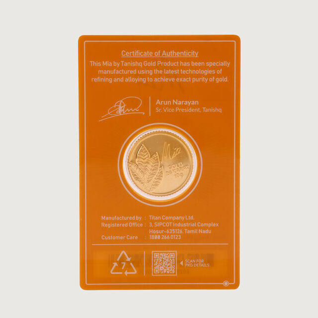 10 gm 24 Karat Mango Leaf Gold Coin (9999 Purity),,hi-res image number null