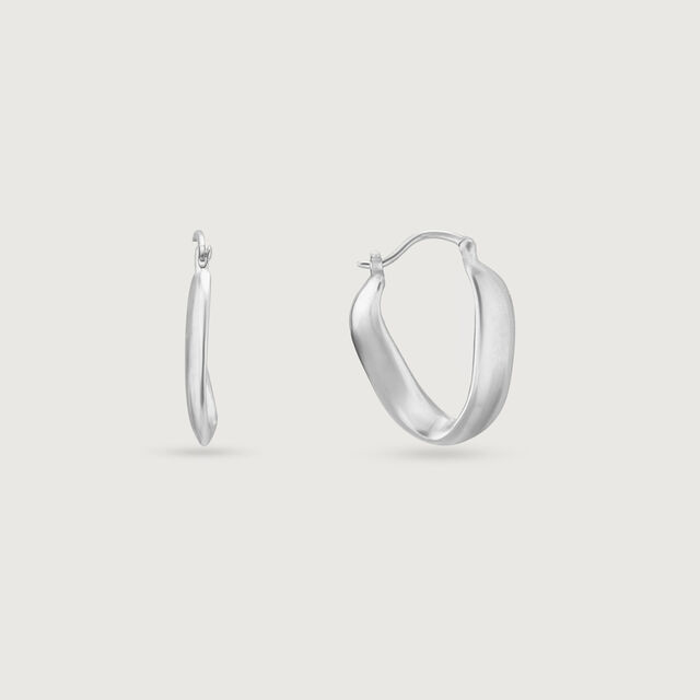 Sculpted Loop Silver Hoop Earrings,,hi-res image number null