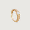 Ribbed Radiance Gold & Diamond Finger Ring for Men,,hi-res view 4