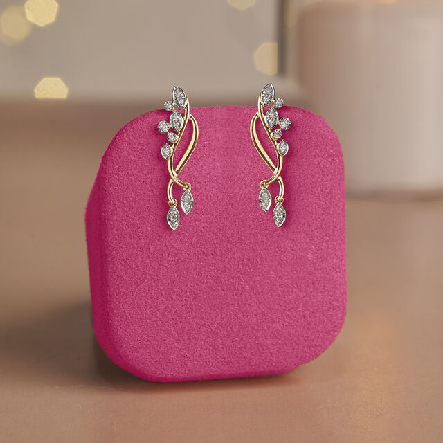 Serene Floating Diya Diamond Drop Earrings,,hi-res image number null