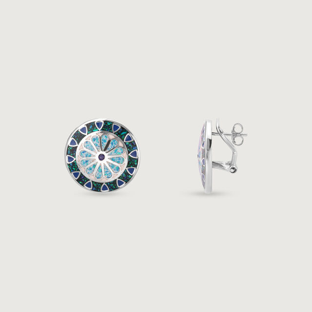 Midnight Mosaic Silver Stud Earrings,,hi-res image number null