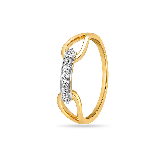 14KT Yellow Gold Linked in Love Diamond Finger Ring,,hi-res image number null