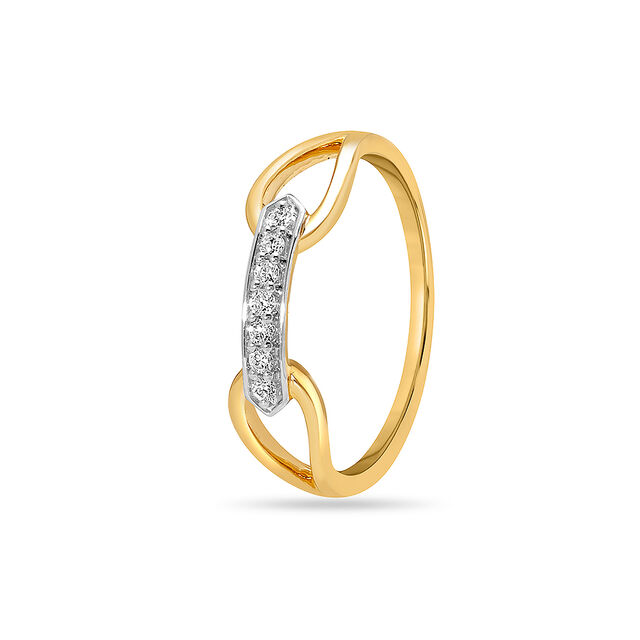 14KT Yellow Gold Linked in Love Diamond Finger Ring,,hi-res view 3