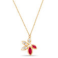 14KT Yellow Gold Floral Necklace,,hi-res view 2