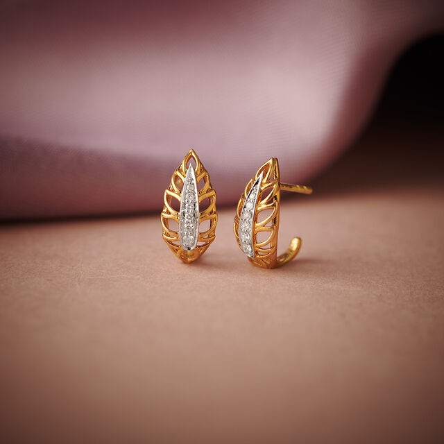 Rose Gold Earrings Real Diamond Bali Design Rose Gold Plated AD