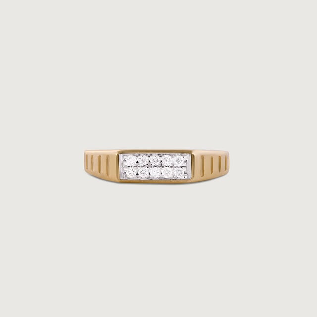 Grooved Glow Gold & Diamond Finger Ring for Men,,hi-res image number null