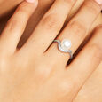 Majestic Pearl Silver Finger Ring,,hi-res view 2