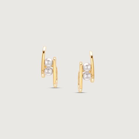 Bold Duo Pearl Stud Earrings