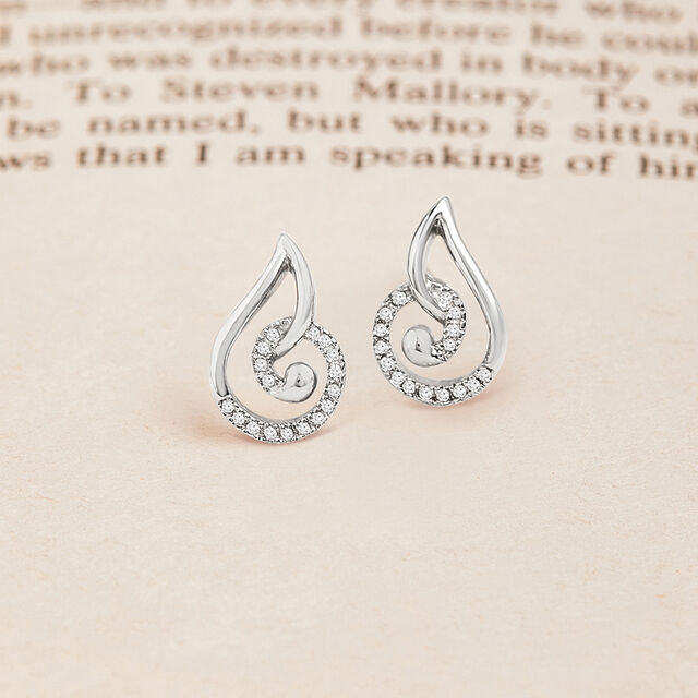 Delicate Curl Silver Stud Earrings,,hi-res image number null