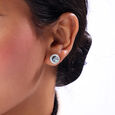 Starry Ocean Silver Stud Earrings,,hi-res view 2