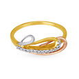 Mia by Tanishq 14KT Yellow-White And Rose Gold Diamond Finger Ring with Oval Design,,hi-res view 2