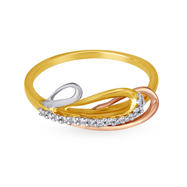 Mia by Tanishq 14KT Yellow-White And Rose Gold Diamond Finger Ring with Oval Design,,hi-res image number null