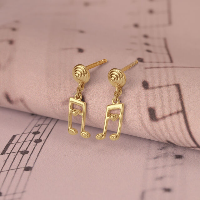 Melodic Love Note 14KT Gold Drop Earrings,,hi-res image number null