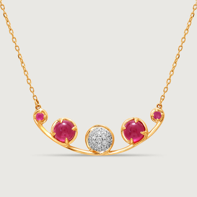 Regal Sparkle 14KT Diamond & Ruby Necklace,,hi-res view 3