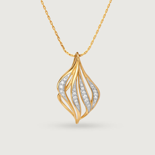 Draped Elegance 14 Kt Gold & Diamond Pendant,,hi-res image number null