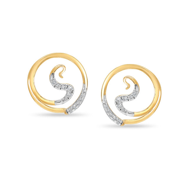 14KT Yellow Gold Gleaming Diamond Hoop Earrings,,hi-res image number null