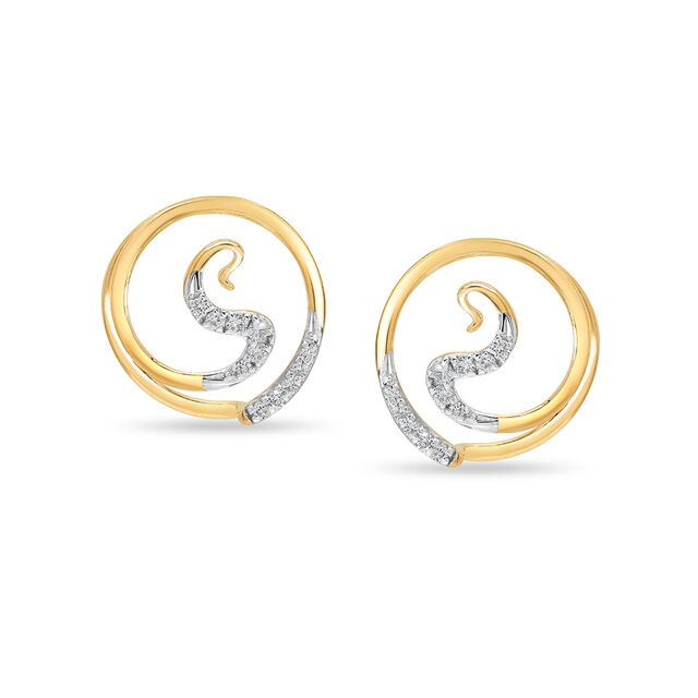14KT Yellow Gold Gleaming Diamond Hoop Earrings,,hi-res view 2