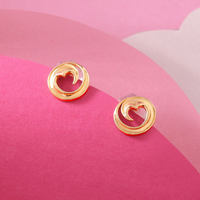 Mystic Hearts 14KT  Gold Stud Earring for Her,,hi-res image number null