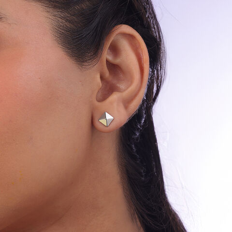 Subtle Edge Silver Stud Earrings
