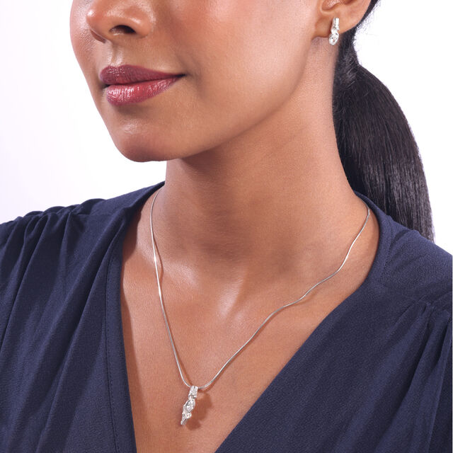 Twisted Bold Silver Earrings and Pendant Set,,hi-res image number null