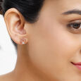 14KT Rose Gold Duo Hexagonal Dazzling Diamond Stud Earring,,hi-res view 3
