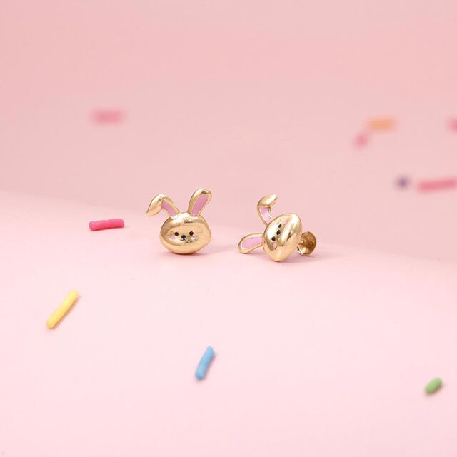 Snuggle Bunny Gold Stud Earrings,,hi-res image number null