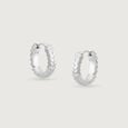Textured Halo Silver Hoop Earrings,,hi-res view 3