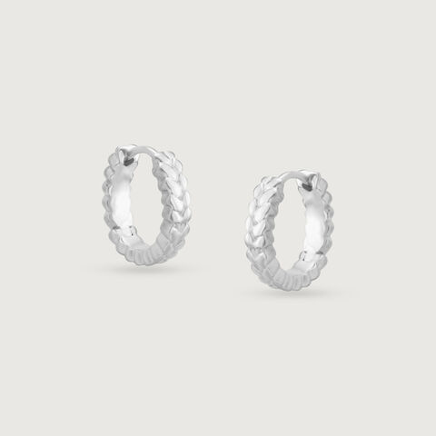 Textured Halo Silver Hoop Earrings