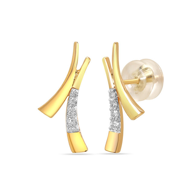 14 KT Yellow Gold Radiant Arch Diamond Stud Earrings,,hi-res view 2