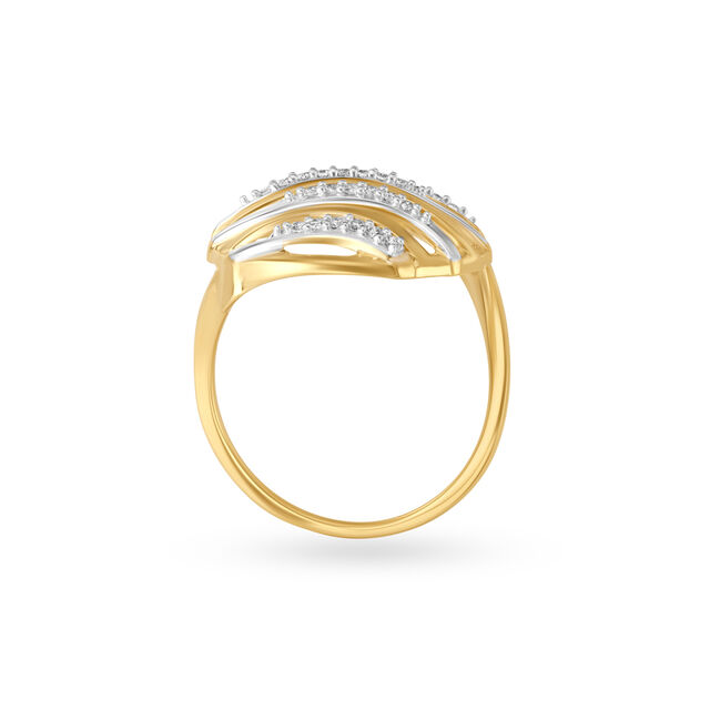 18KT Modish Wavy Diamond Ring,,hi-res view 3