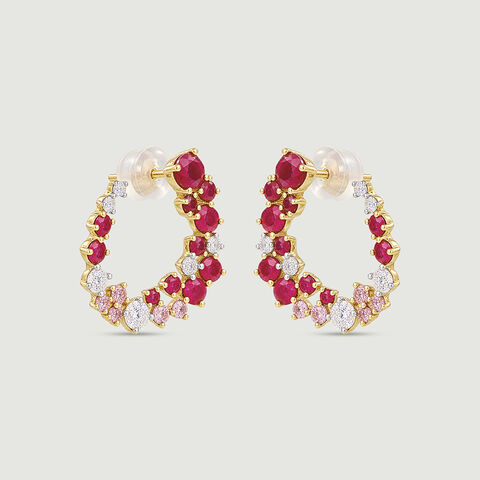 Radiant Graduated Sapphire and Ruby Stud Earrings