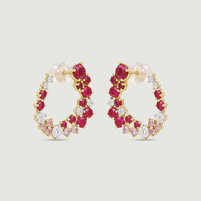Radiant Graduated Sapphire and Ruby Stud Earrings,,hi-res image number null