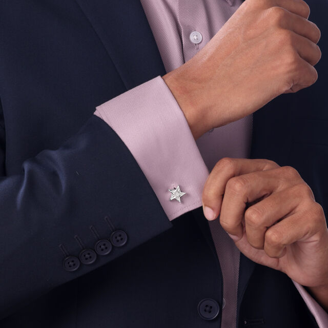 Star Frame Silver Cufflinks,,hi-res image number null