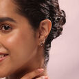 Tri-Flair 14KT Red Garnet & Diamond Stud Earrings,,hi-res view 2