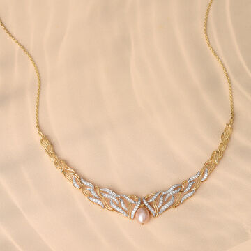 Meandering River 18 Kt Gold & Pearl Necklace
