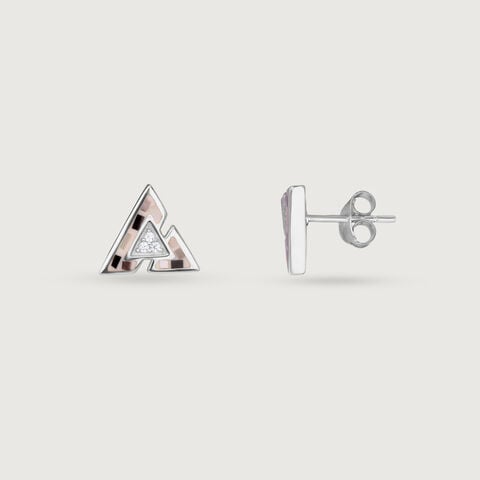 Artful Mosaic Silver Stud Earrings