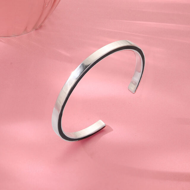Edgy Noir Silver Bangle,,hi-res image number null