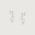 Pearl Loop Silver Hoop Earrings,,hi-res view 3